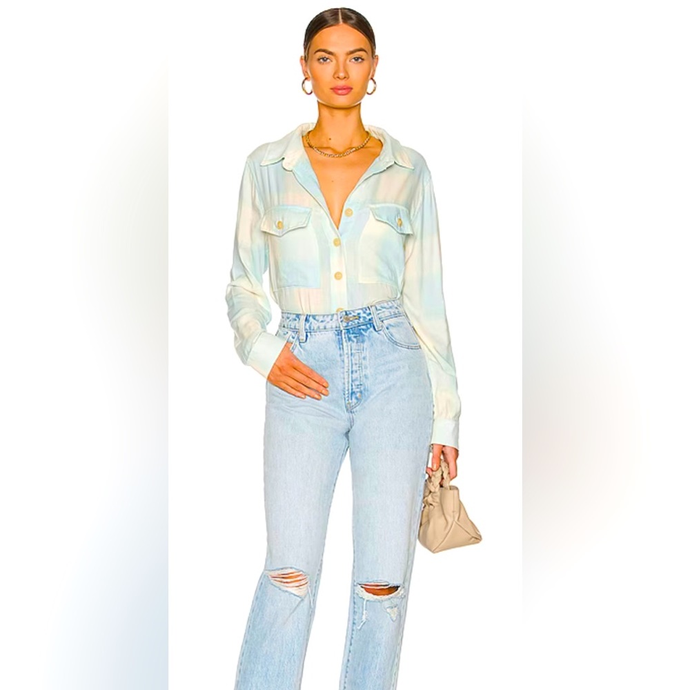 NWT  Sanctuary Boyfriend Crop Shirt in Purewater Plaid